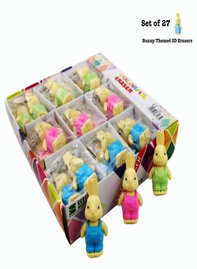 QIPS 3D Bunny Erasers for Kids - Set of 27 Puzzle Erasers - Colorful, Non-Toxic Rubber for School, Gifts & Party Favors - Image 2